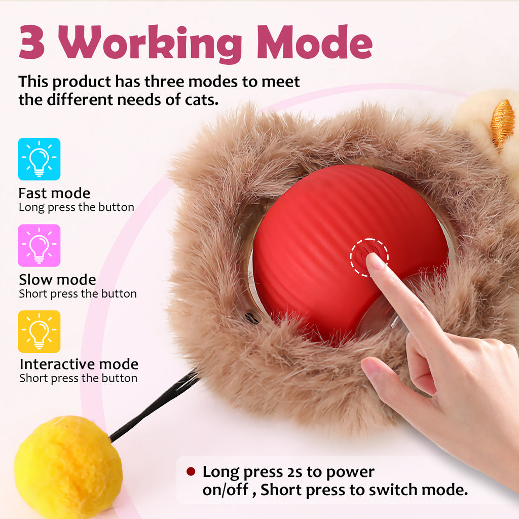Motion-Activated Cat Toy Ball with Lights and Tail - product image 8
