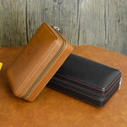 Portable Cigar Box, Cedar Wood Cigar Moisturizing Box, Travel Leather Case, Portable Leather Cigar Humidifying Cigarette Box