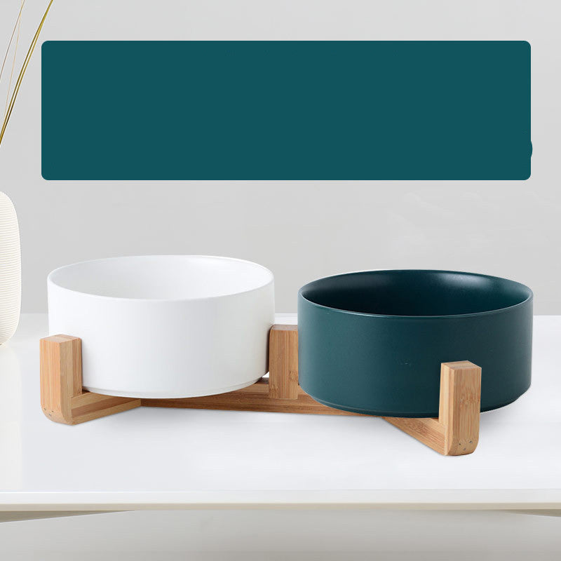 Double Ceramic Cat and Dog Bowl