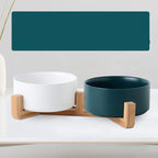 Double Ceramic Cat and Dog Bowl