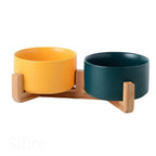 Double Ceramic Cat and Dog Bowl, Anti-Tip Design