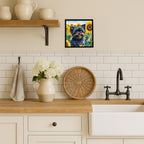 Affenpinscher in Sunflowers Framed Metal Print - Size: 8X8 | Pack Of: 1 | Collection name: In sunflowers