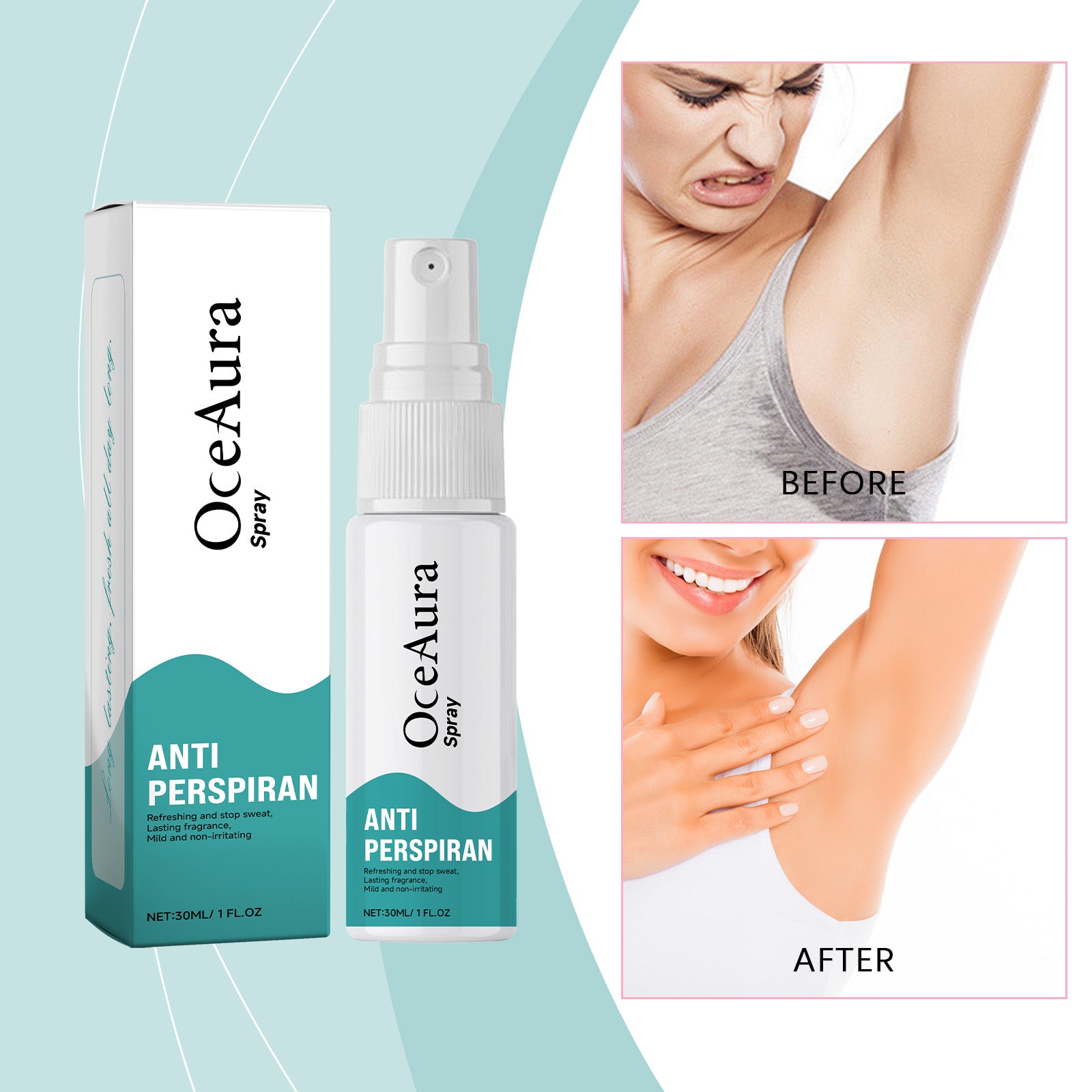 Oceaura Body Care Spray, Summer Armpit Sweat Deodorizing Long-Lasting Fragrance Refreshing And Non-Sticky