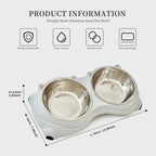 Gray Double Stainless Steel Cat and Dog Bowl