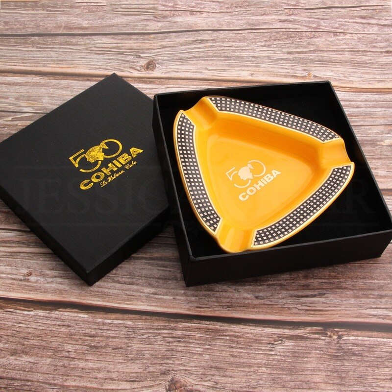 COHIBA Cigar Ashtray Gadgets Home Portable Ceramic 3 Cigars Ash Tray Tobacco Cigarette Ashtrays Holder