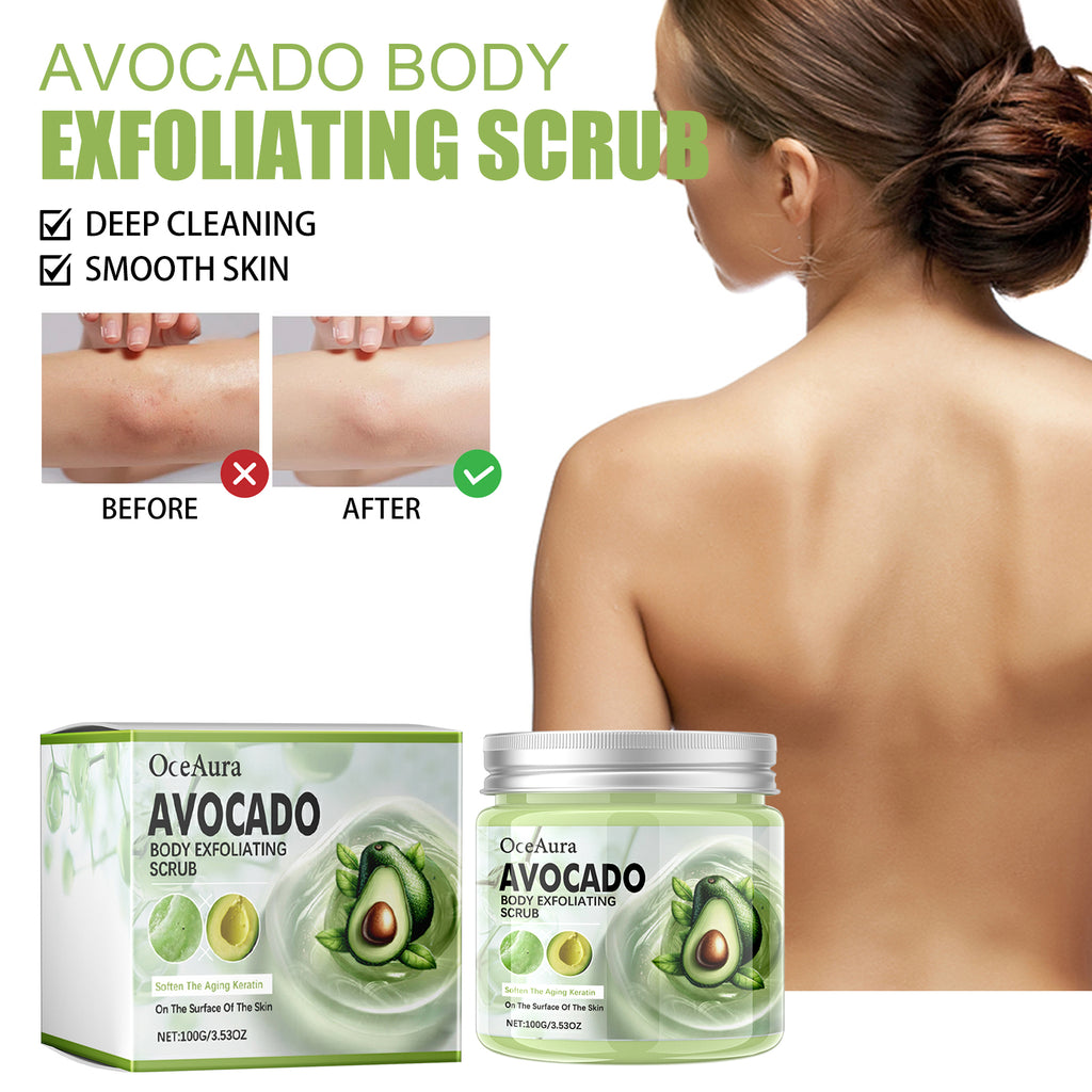 OCEAURA Avocado Body Exfoliating Scrub, Clear Skin Exfoliating Dead Skin Smooth And Brightening Skin Scrub