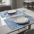 18" Set of Two Blue Abstract Faux Marble Cork Placemats