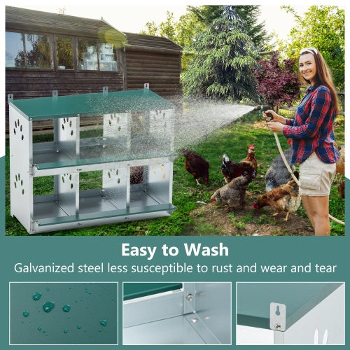 6-Room Galvanized Steel Chicken Nesting Box - product image 4