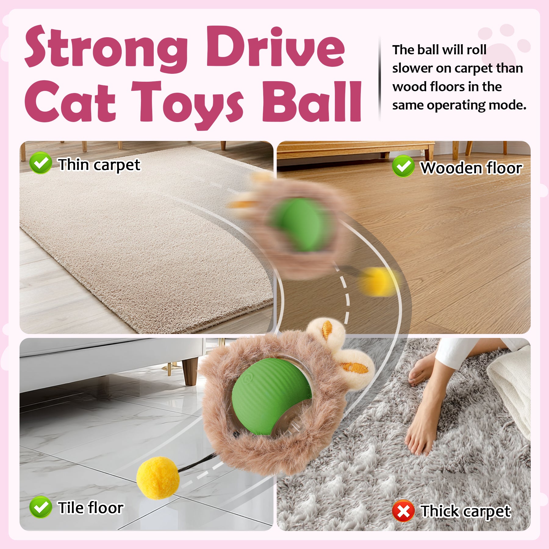 Motion-Activated Cat Toy Ball with Lights and Tail - product image 7