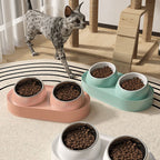 Elevated Tilted Double Pet Bowl for Cats and Dogs