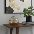 9" Clear And Brown Ombre Glass Round Table Vase