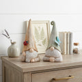 Set of Two Green Ivory And Light Brown Resin Gnome Tabletop Sculptures