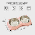 Pink Double Stainless Steel Cat and Dog Bowl - product image 6