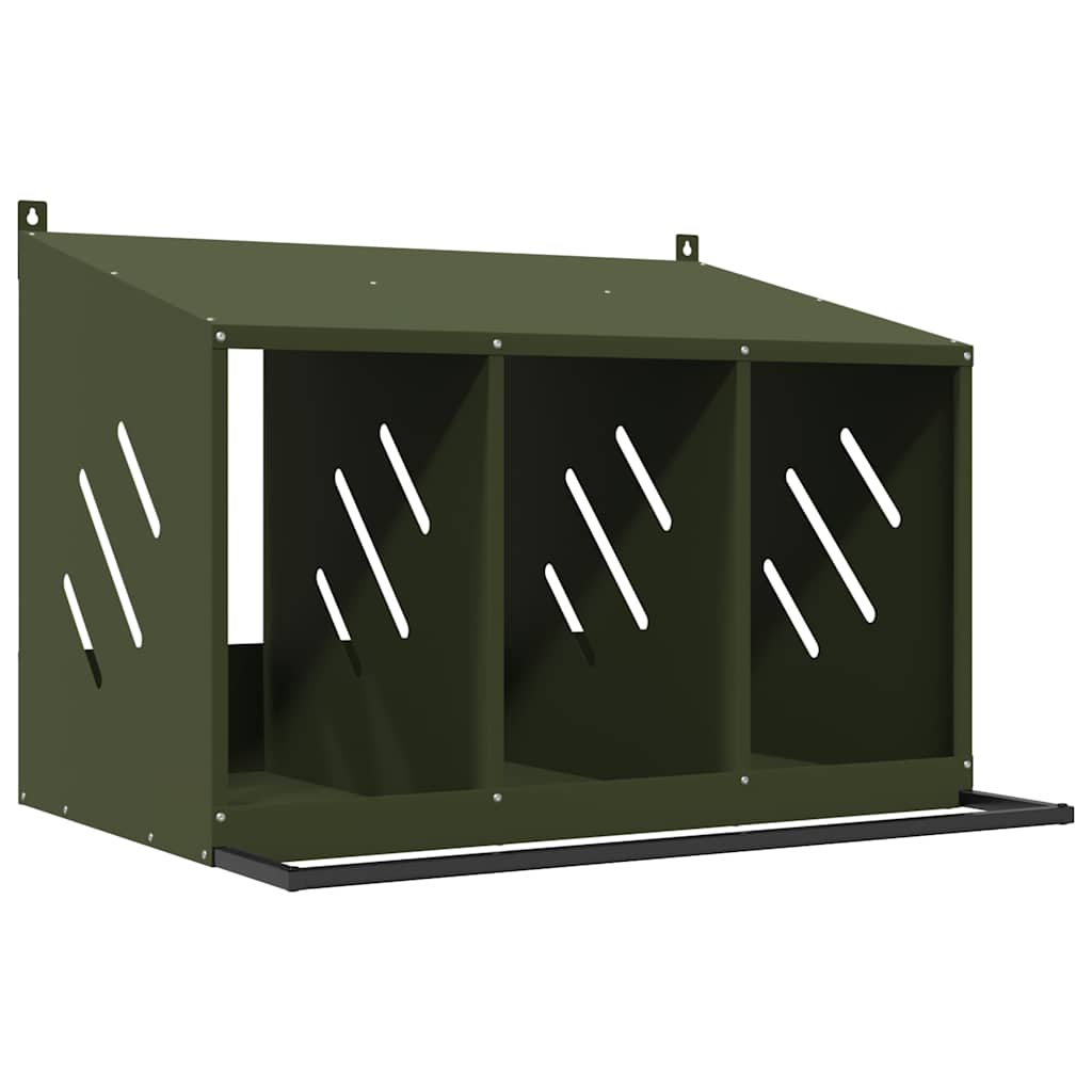3-Compartment Olive Green Chicken Nesting Box - product image 3
