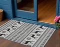 Silver Black And Ivory Deer Washable Indoor Outdoor Area Rug
