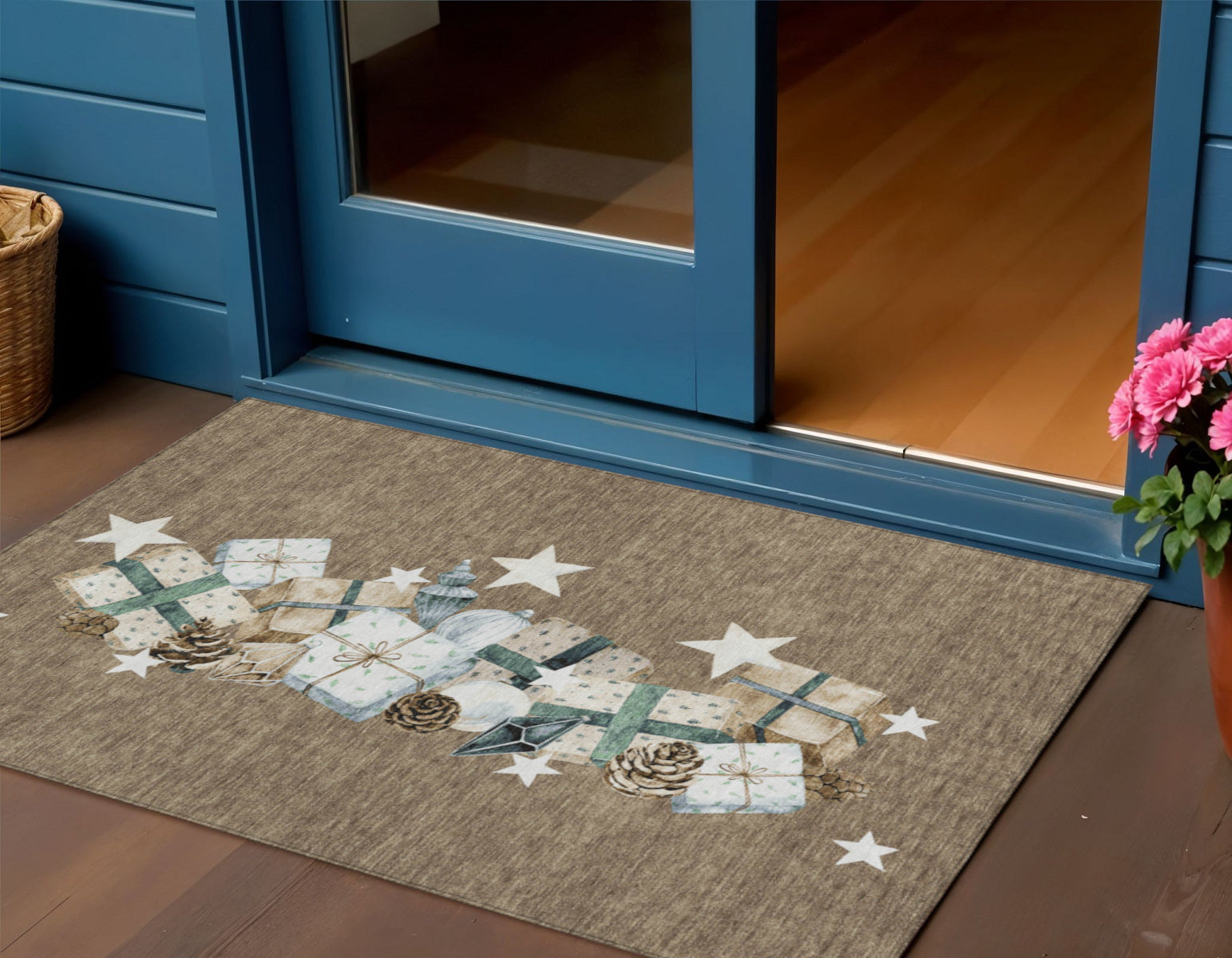 Brown Beige Ivory And Taupe Presents Washable Indoor Outdoor Area Rug