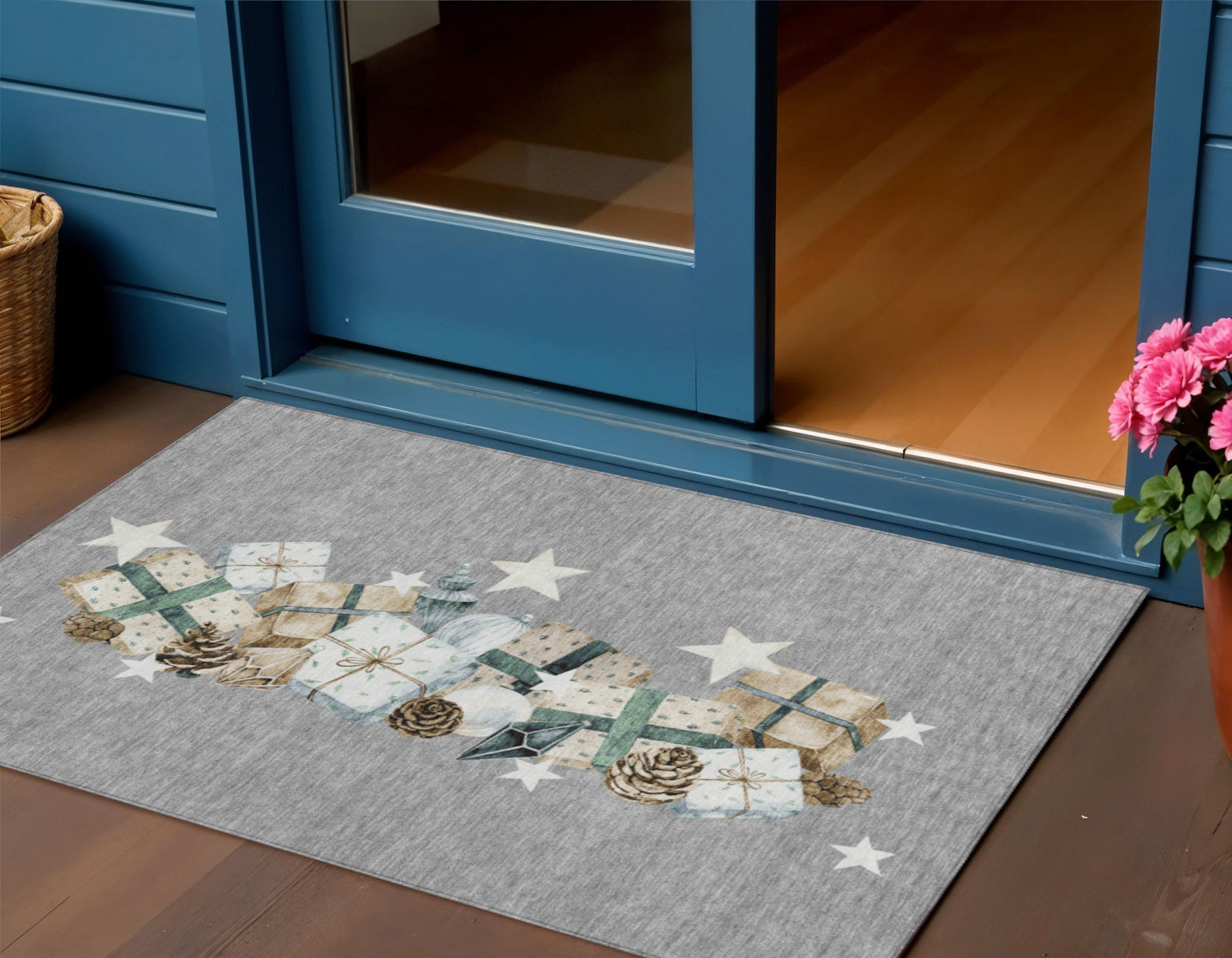 Gray Beige Ivory And Taupe Presents Washable Indoor Outdoor Area Rug