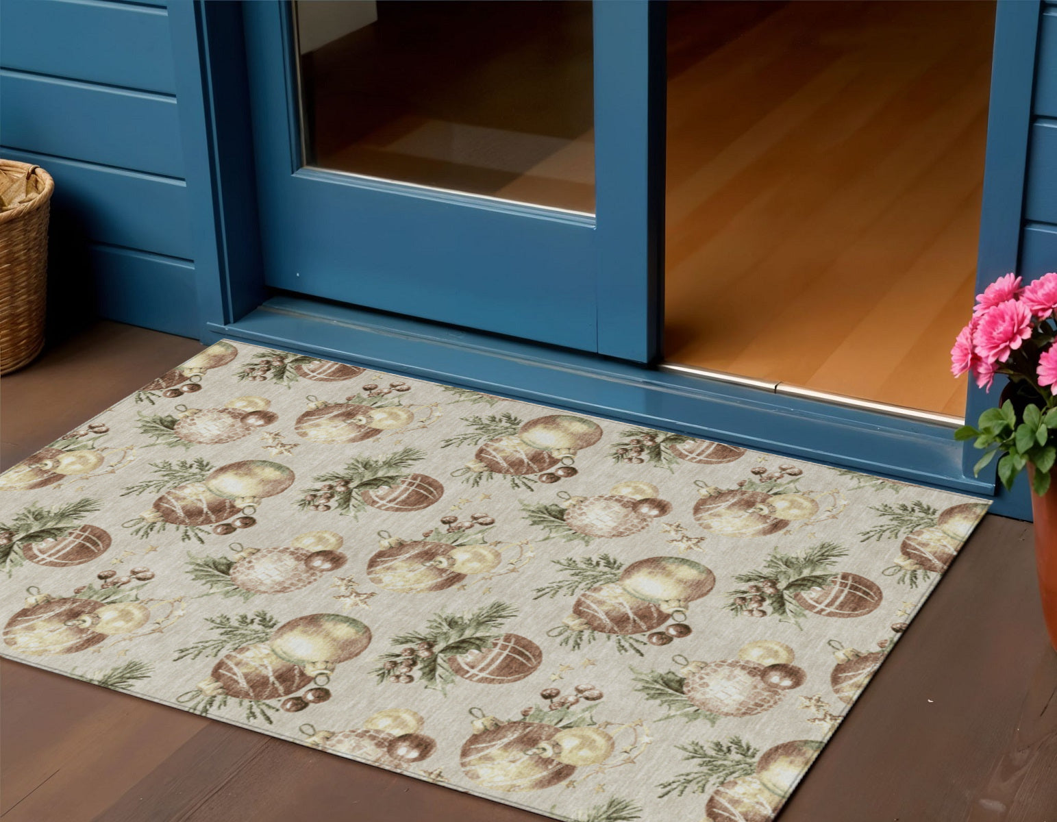 Beige Brown And Ivory Stars Washable Indoor Outdoor Area Rug