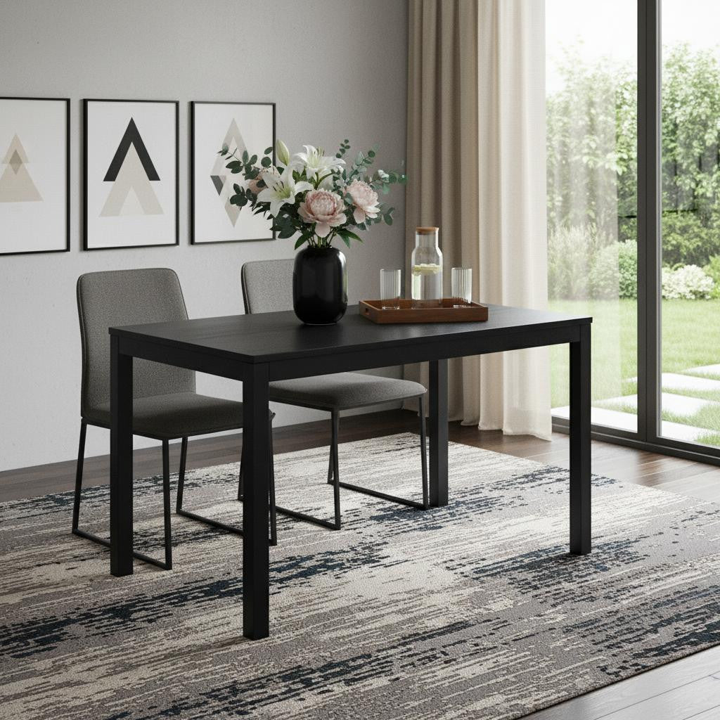 47" Black Wood Dining Table