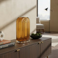 10" Amber Glass Table Vase
