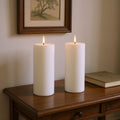 Set of Two White Unscented Candle Flameless Pillar Candles