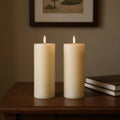 Set of Two Ivory Unscented Candle Flameless Pillar Candles