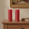 Set of Two Red Unscented Candle Flameless Pillar Candles