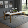 46" White and Gold Wood and Iron Dining Table