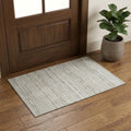 3' X 5' Ivory And Khaki Abstract Distressed Washable Area Rug With UV Protection
