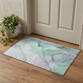 Blue And Green Abstract Washable Area Rug With UV Protection