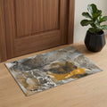 Brown And Ivory Abstract Washable Area Rug With UV Protection