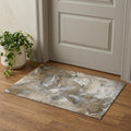 3' X 5' Brown Ivory And Gray Abstract Washable Area Rug With UV Protection
