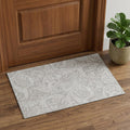 Taupe And Ivory Paisley Washable Area Rug With UV Protection