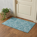 Turquoise And Ivory Paisley Washable Area Rug With UV Protection