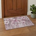 Plum And Ivory Floral Washable Area Rug With UV Protection