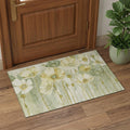 Sage Gold And Ivory Floral Washable Area Rug With UV Protection
