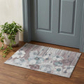 Teal Mauve And Ivory Floral Washable Area Rug With UV Protection