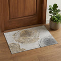 Taupe Brown And Ivory Faux Bois Washable Area Rug With UV Protection