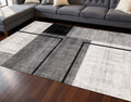 8' X 11' Black And Gray Abstract Area Rug