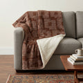 50" X 70" Brown And Beige Geometric Polyester Woven Plush Throw Blanket