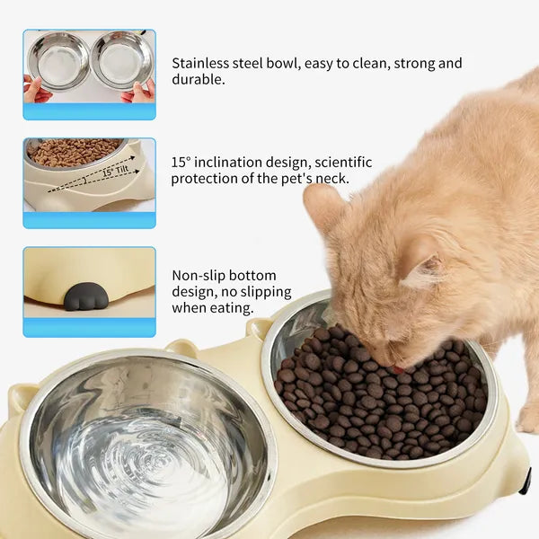 Gray Double Stainless Steel Cat and Dog Bowl - product image 5