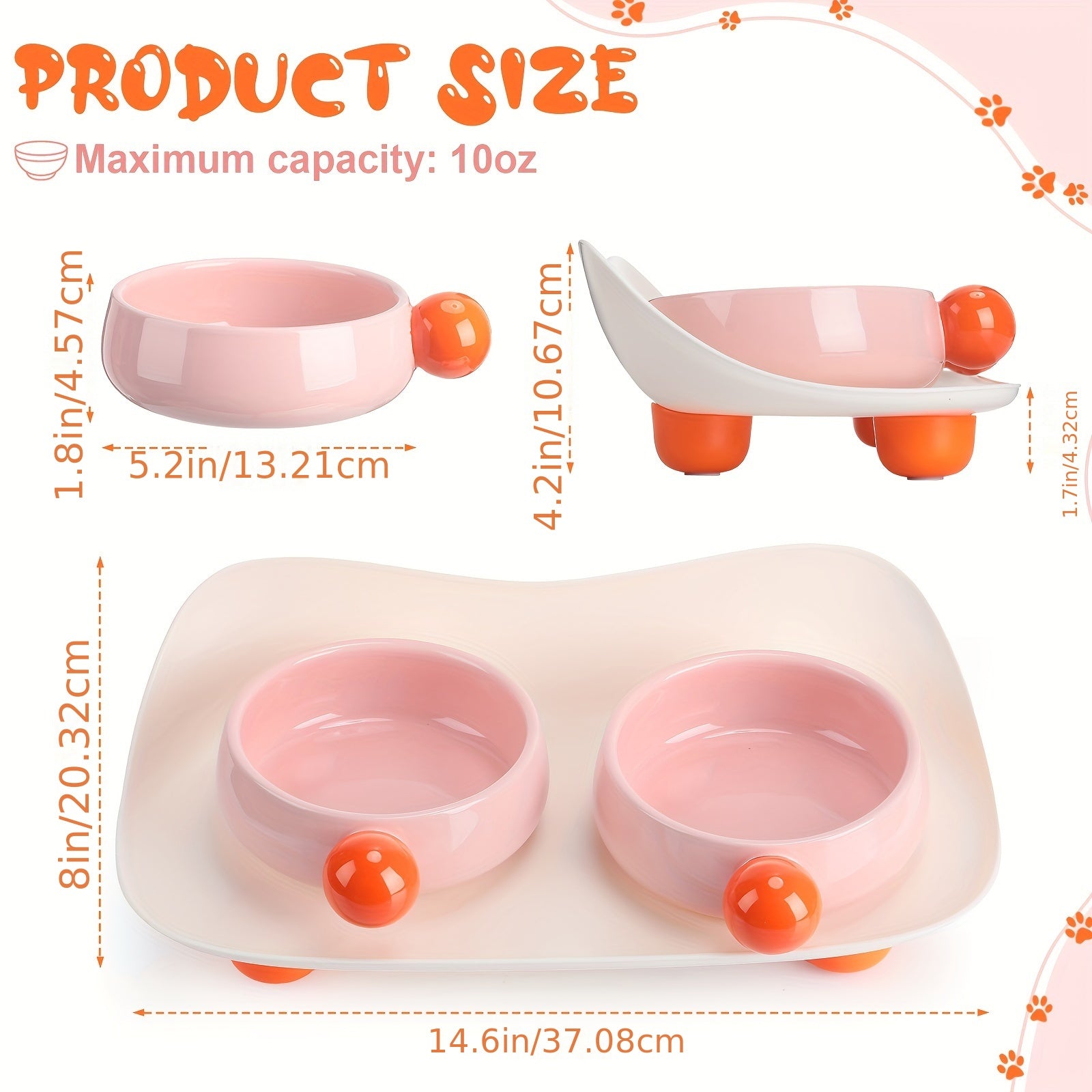 Elevated Double Ceramic Cat Bowl with Non-Slip Stand - product image 2
