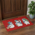 Red And White Christmas Snowmen Washable Area Rug With UV Protection