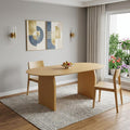 33" Natural Solid Wood and Wood Double Pedestal Base Oval Dining Table