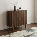 32" Brown Wood Carved Geometric Sideboard With Two Doors