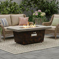 50000 BTU 42" Brown And Gray Iron And Faux Cement Propane Fire Pit Table