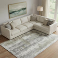 10' X 14' Beige Gray And Ivory Abstract Washable Area Rug With UV Protection