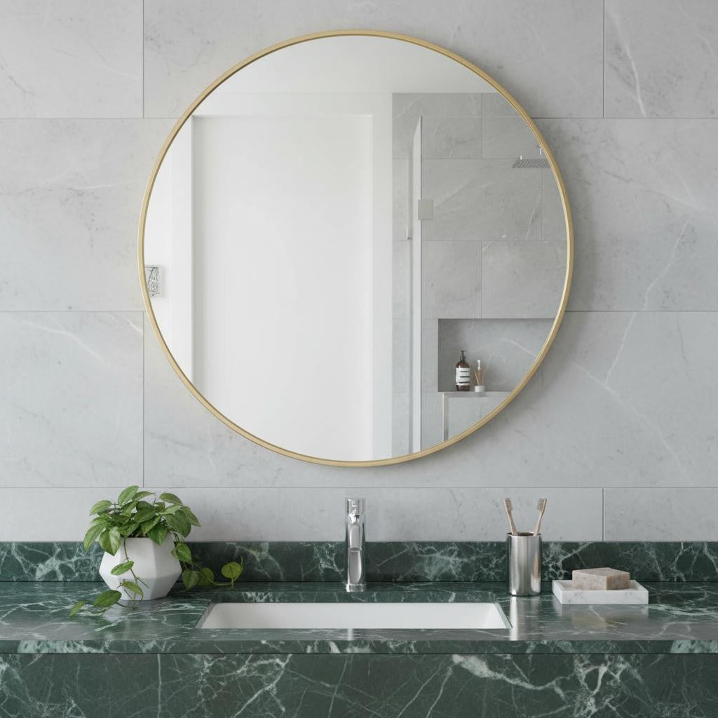 20" Gold Metal Round Framed Bathroom Vanity Mirror