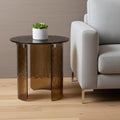 20" Bronze Glass Round End Table