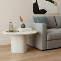 17" Beige Marble Oval Pedestal End Table